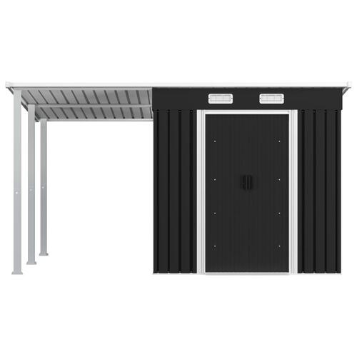Haveskur med forlænget tag 346x193x181 cm stål antracitgrå