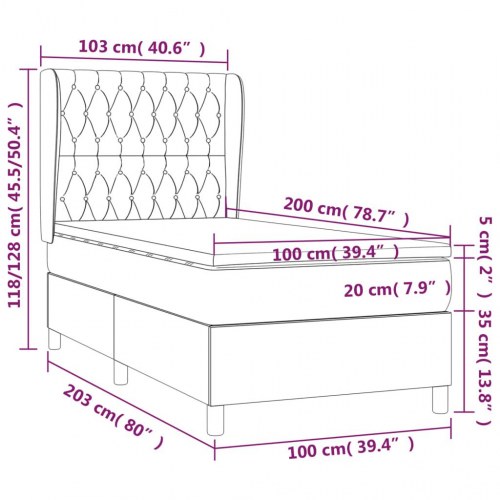 Kontinentalseng med madras 100×200 cm - stof, blå