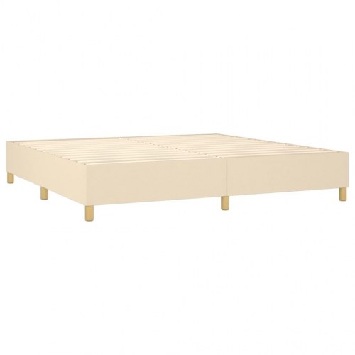 Kontinentalseng med madras 200 x 200 cm - stof, cremefarvet