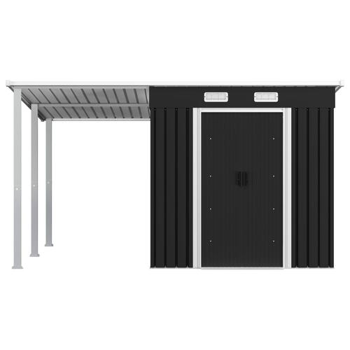 Haveskur med forlænget tag 346x236x181 cm stål antracitgrå