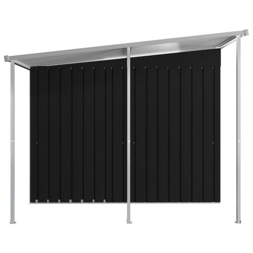 Haveskur med forlænget tag 346x236x181 cm stål antracitgrå