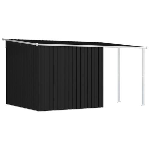 Haveskur med forlænget tag 346x236x181 cm stål antracitgrå