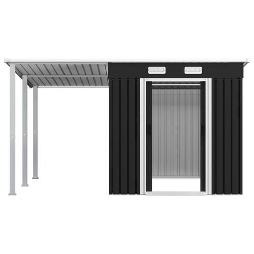 Haveskur med forlænget tag 346x236x181 cm stål antracitgrå