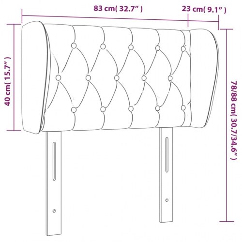 Sengegavl med kanter - sort, 83 x 23 x 78/88 cm