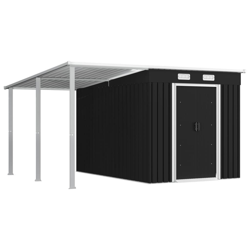 Haveskur med forlænget tag 336x270x181 cm stål antracitgrå