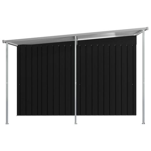 Haveskur med forlænget tag 336x270x181 cm stål antracitgrå