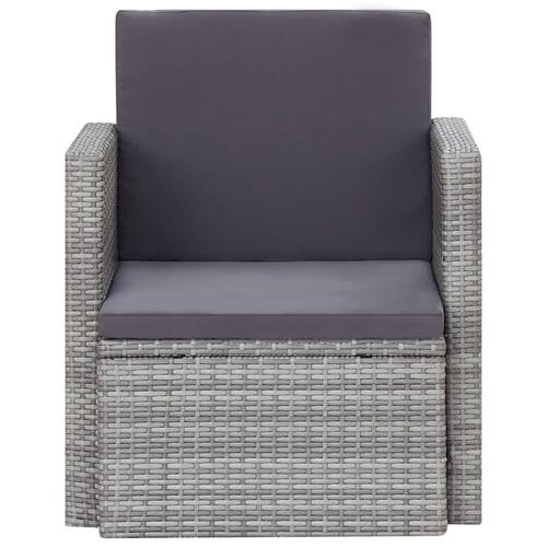 Havestol med hynder polyrattan grå