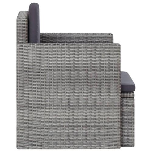 Havestol med hynder polyrattan grå