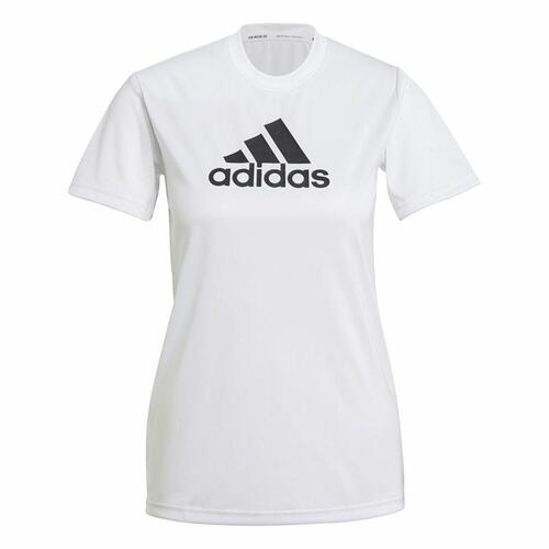 Kortærmet T-shirt til Kvinder Adidas Primeblue D2M Logo Sport Hvid XS