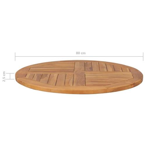 Bordplade 2,5 cm 80 cm rund massivt teaktræ
