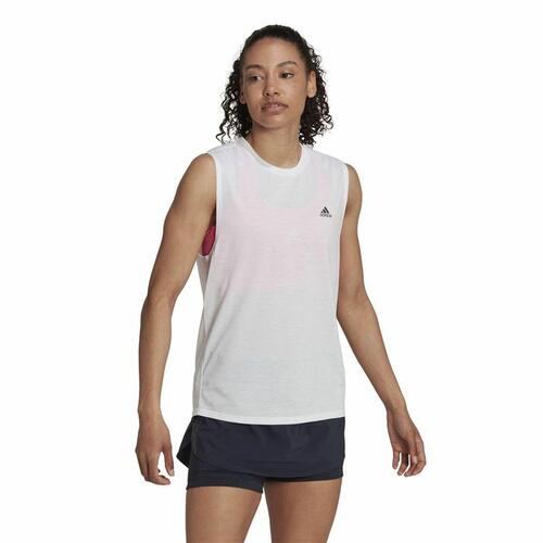 T-shirt til Damer uden Ærmer Adidas Muscle Run Icons Hvid M