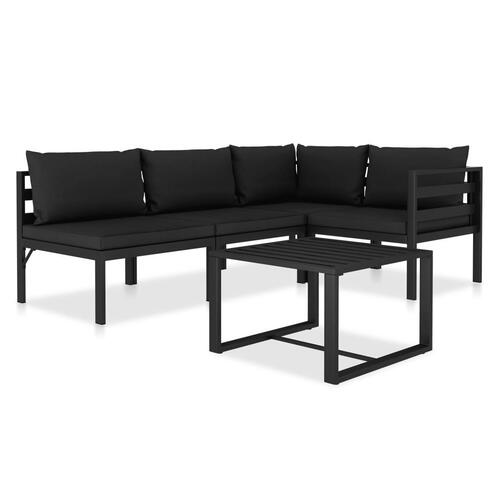 Loungesæt med hynder 5 dele aluminium antracitgrå