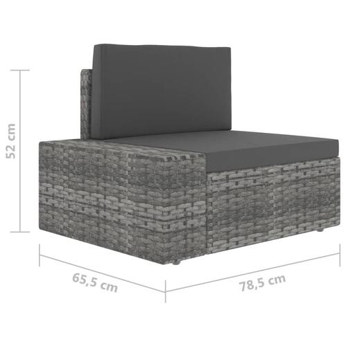 Hjørnedel til sofa med højre armlæn polyrattan grå