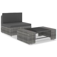 Loungesæt til haven 2 dele polyrattan grå