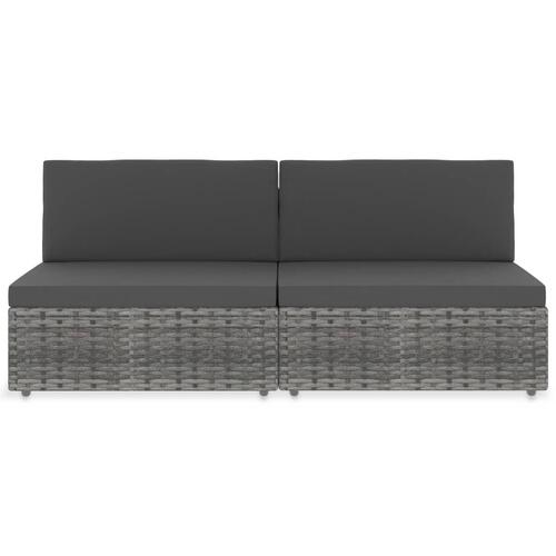 2-personers sofa modulær polyrattan grå