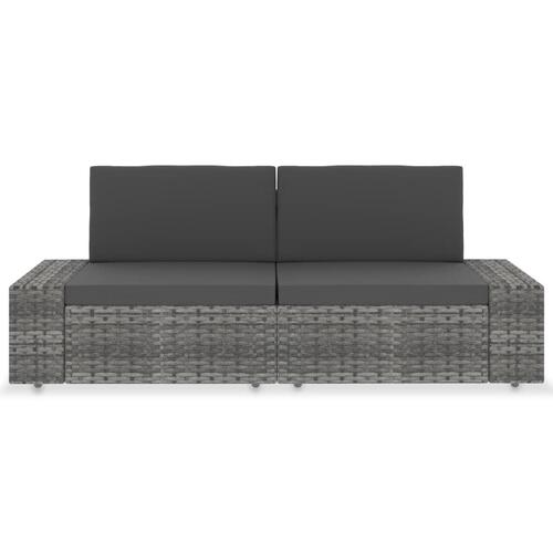 2-personers sofa modulær polyrattan grå