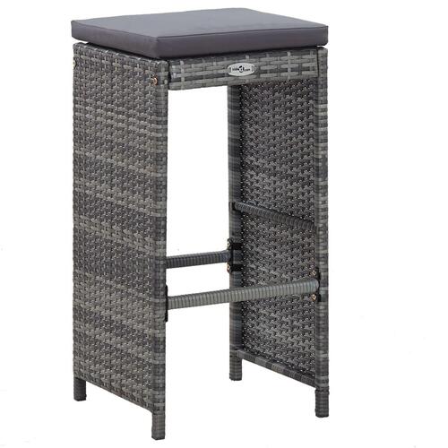 Havebarsæt 7 dele med hynder polyrattan grå