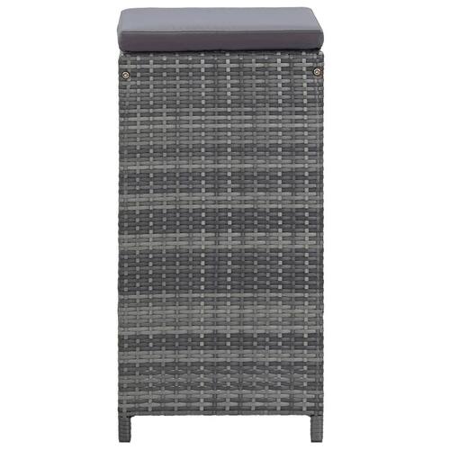 Havebarsæt 7 dele med hynder polyrattan grå