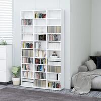 Cd-reol 102x16x177,5 cm konstrueret træ hvid højglans