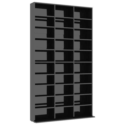 Cd-reol 102x16x177,5 cm konstrueret træ sort højglans