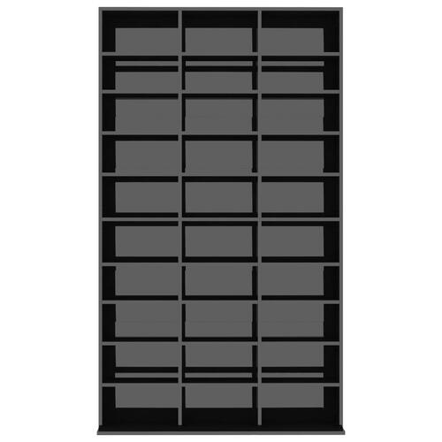 Cd-reol 102x16x177,5 cm konstrueret træ sort højglans
