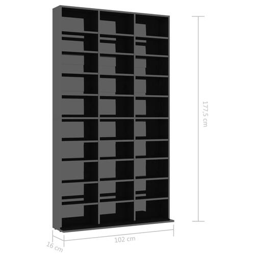 Cd-reol 102x16x177,5 cm konstrueret træ sort højglans