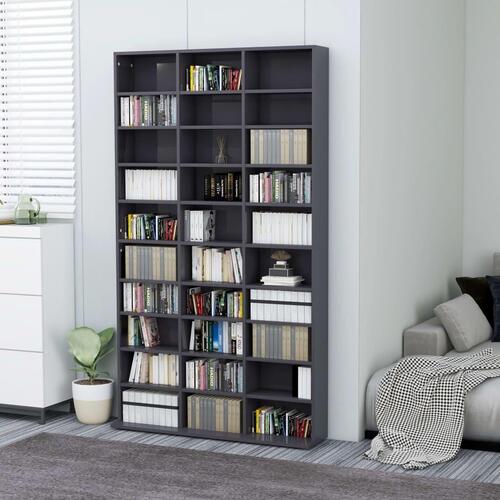 Cd-reol 102x16x177,5 cm konstrueret træ grå højglans