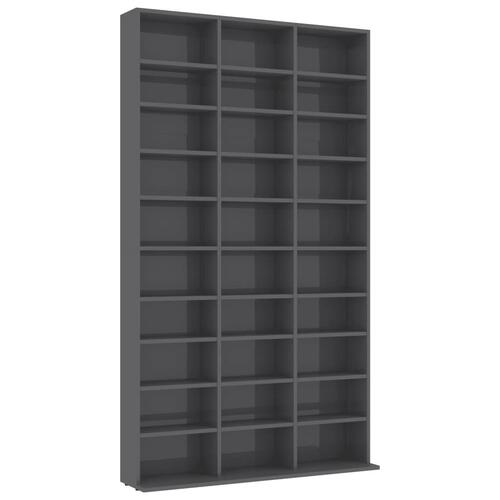 Cd-reol 102x16x177,5 cm konstrueret træ grå højglans