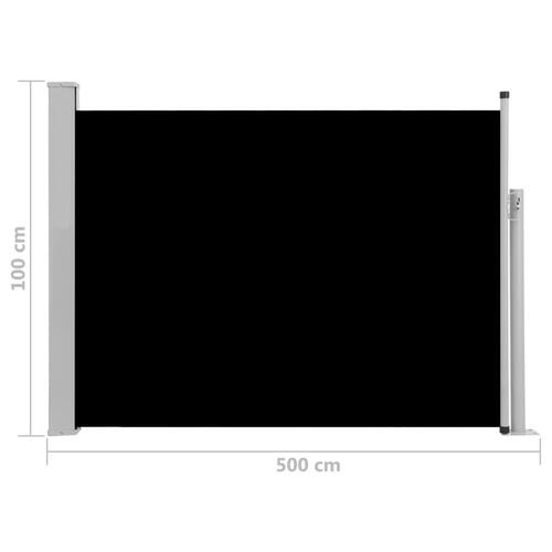 Sammenrullelig sidemarkise til terrassen 100 x 500 cm sort