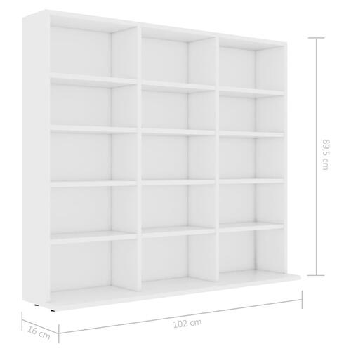 Cd-reol 100x23x89,5 cm konstrueret træ hvid