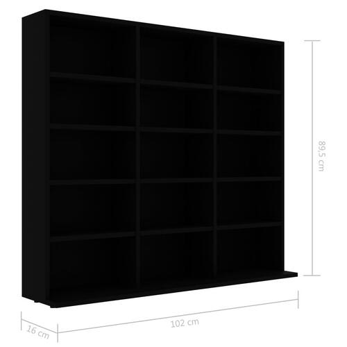 Cd-reol 102x23x89,5 cm konstrueret træ sort