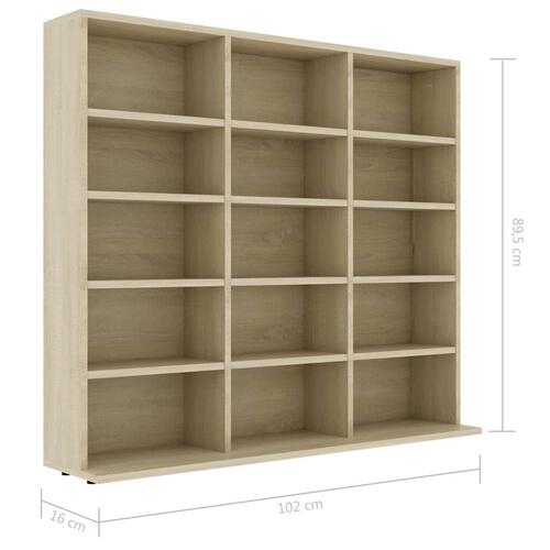 Cd-reol 102x23x89,5 cm konstrueret træ sonoma-eg