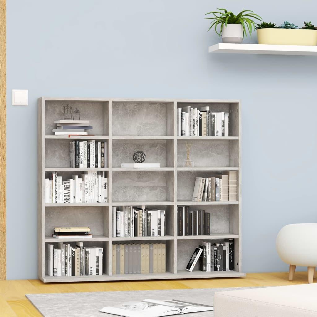 Cd-reol 102x23x89,5 cm konstrueret træ betongrå