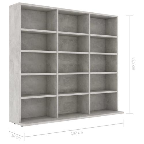 Cd-reol 102x23x89,5 cm konstrueret træ betongrå
