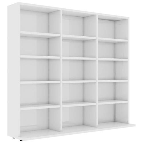 Cd-reol 100x23x89,5 cm konstrueret træ hvid højglans