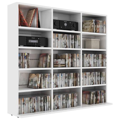 Cd-reol 100x23x89,5 cm konstrueret træ hvid højglans