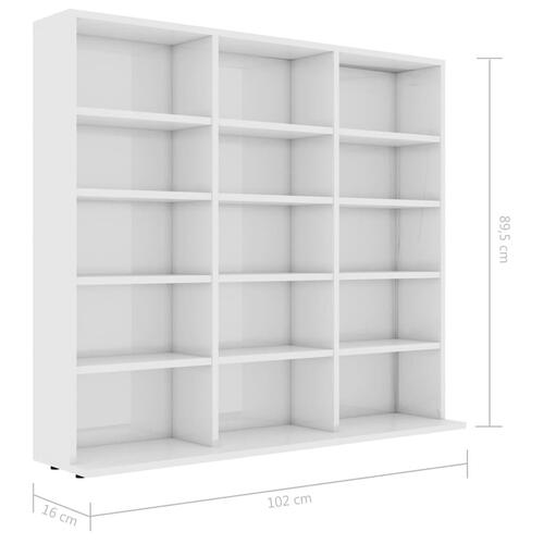Cd-reol 100x23x89,5 cm konstrueret træ hvid højglans