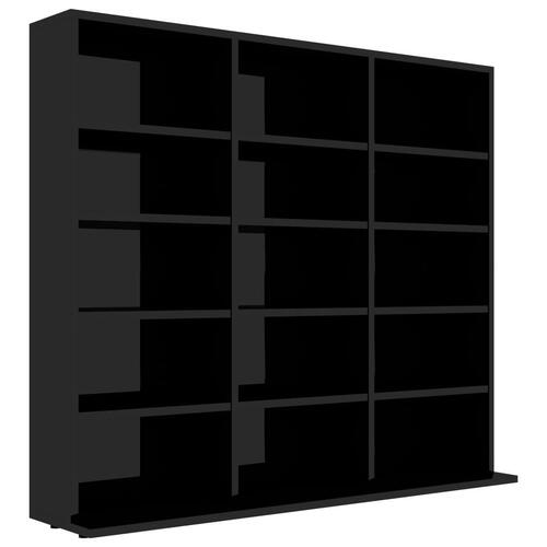 Cd-reol 102x23x89,5 cm konstrueret træ sort højglans