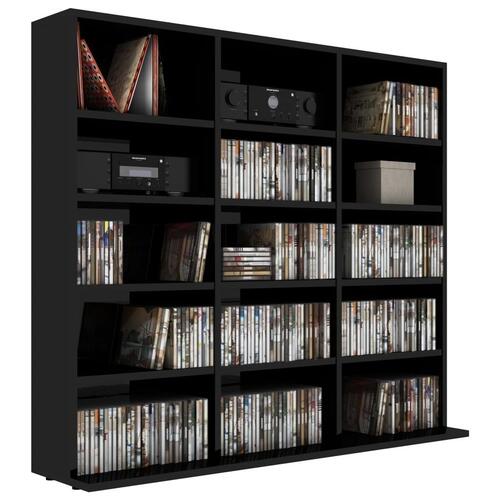 Cd-reol 102x23x89,5 cm konstrueret træ sort højglans
