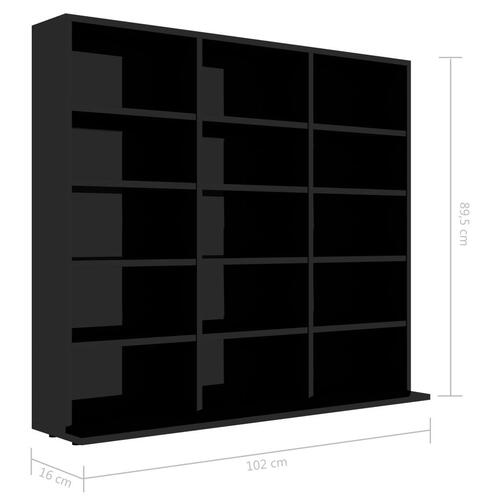 Cd-reol 102x23x89,5 cm konstrueret træ sort højglans