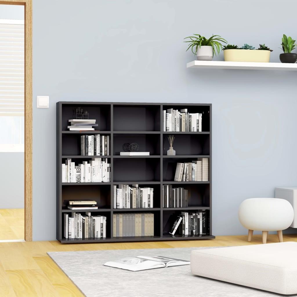 Cd-reol 102x23x89,5 cm konstrueret træ grå højglans
