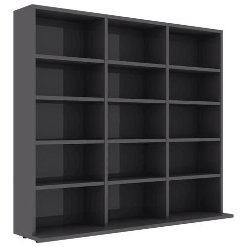 Cd-reol 102x23x89,5 cm konstrueret træ grå højglans