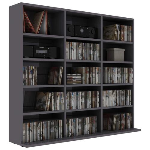 Cd-reol 102x23x89,5 cm konstrueret træ grå højglans