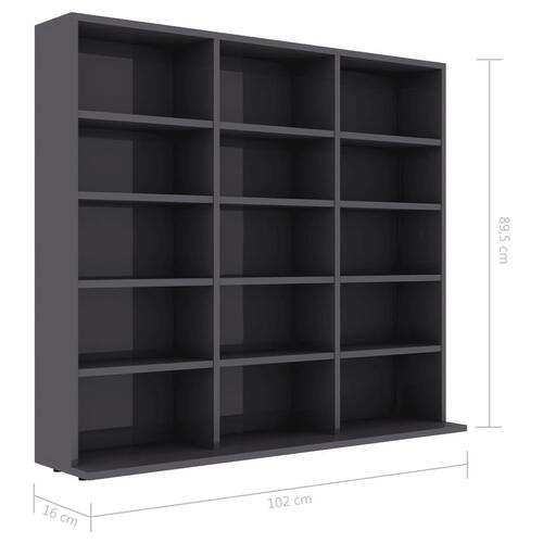 Cd-reol 102x23x89,5 cm konstrueret træ grå højglans