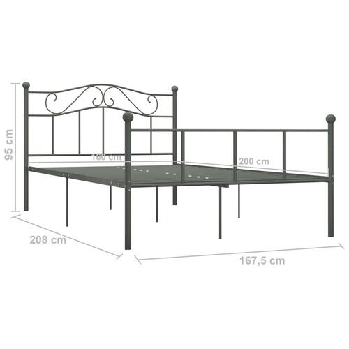 Sengestel 160x200 cm metal grå