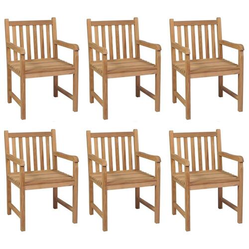 Havestole 6 stk. med beige hynder massivt teaktræ