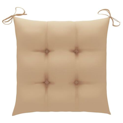 Havestole 6 stk. med beige hynder massivt teaktræ