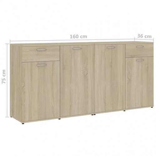 Skænk 160x36x75 cm konstrueret træ sonoma-eg