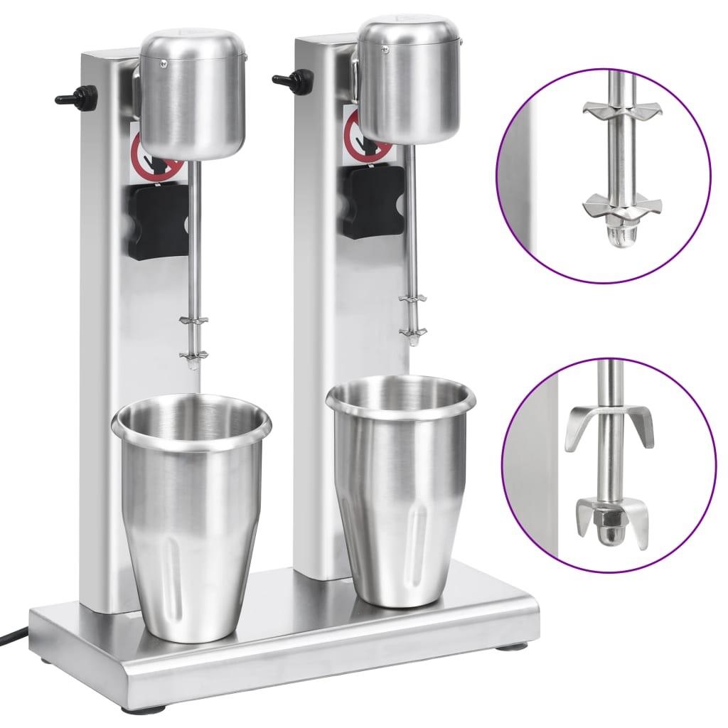 Milkshakemaskine med 2 kopper 2 l rustfrit stål