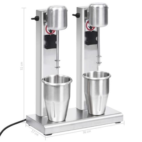 Milkshakemaskine med 2 kopper 2 l rustfrit stål